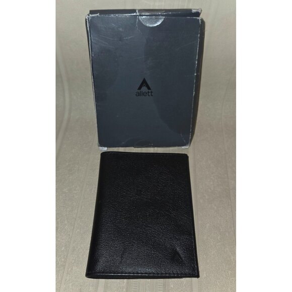 Allett Wallet Onyx Black Leather, Slim with Coin Pocket RFID Blocking NEW - Picture 1 of 8